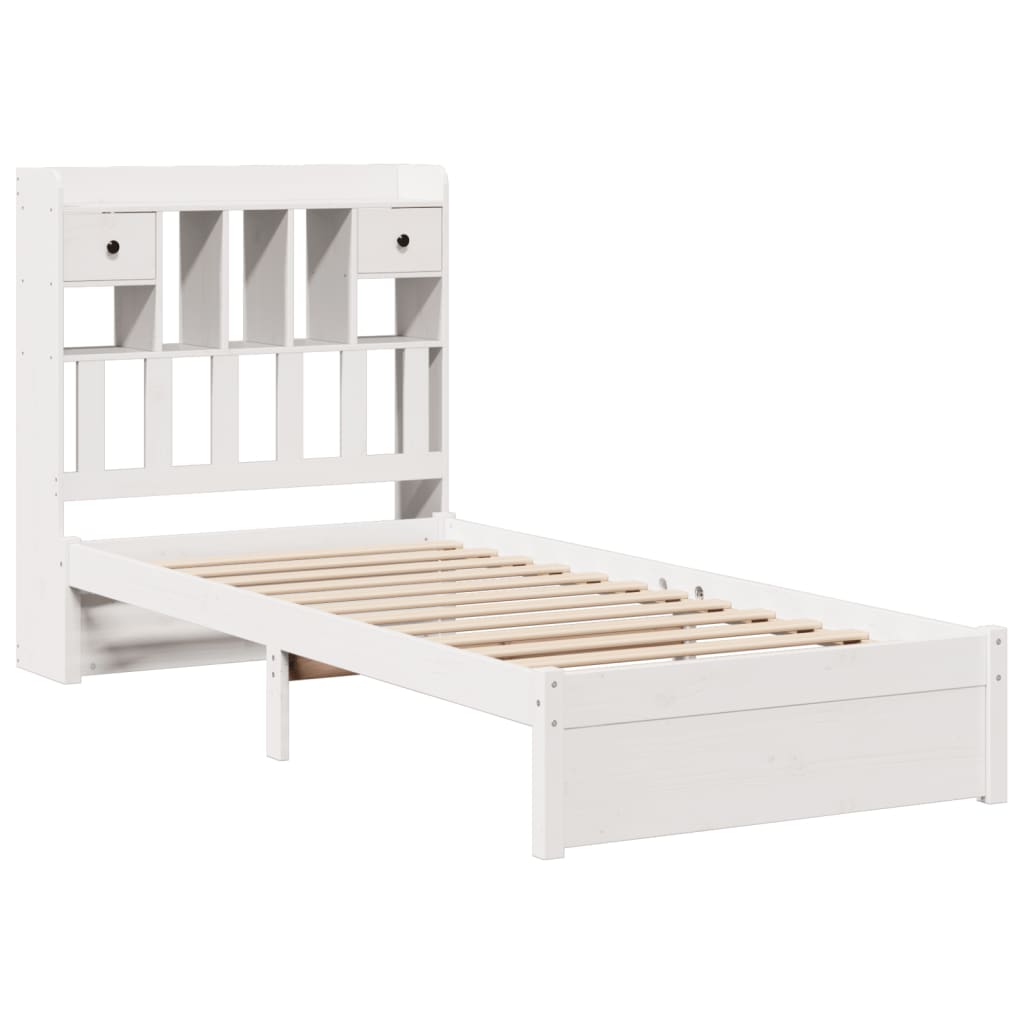 Bed met boekenkast zonder matras grenenhout wit 75x190 cm is nu te koop bij PeponiXL, paradijselijk wonen!