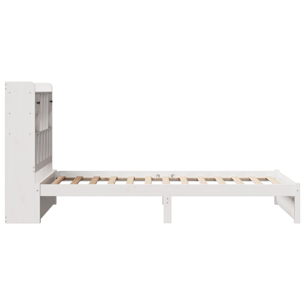Bed met boekenkast zonder matras grenenhout wit 75x190 cm is nu te koop bij PeponiXL, paradijselijk wonen!