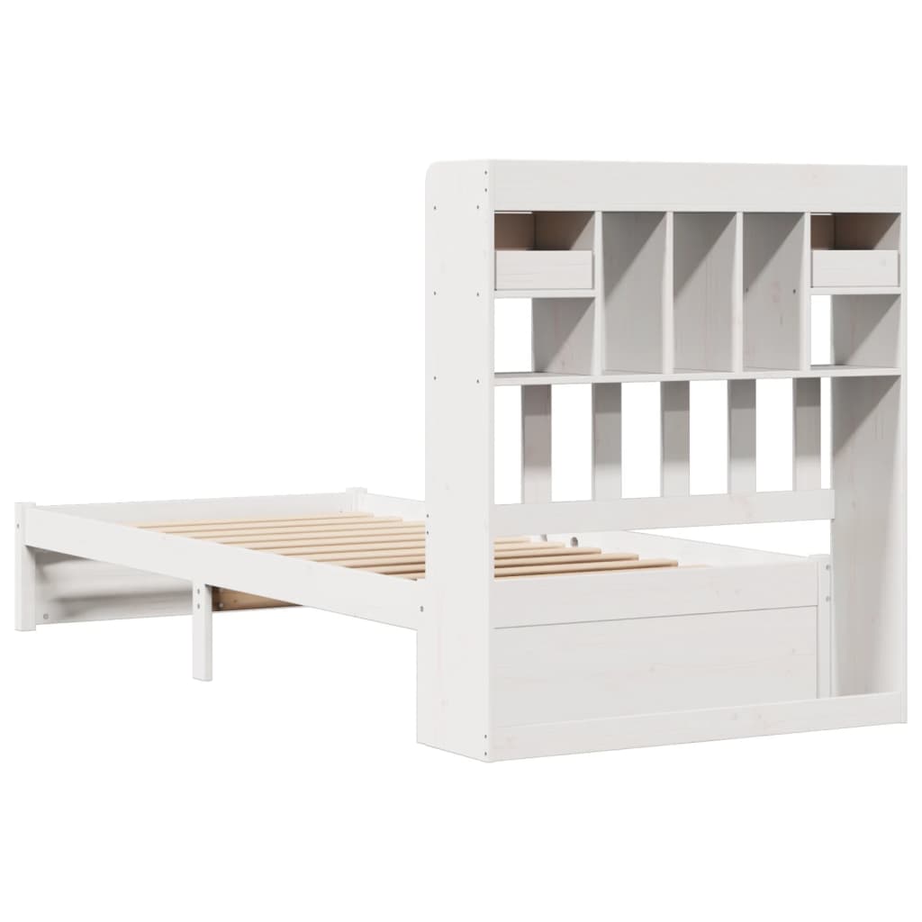 Bed met boekenkast zonder matras grenenhout wit 75x190 cm is nu te koop bij PeponiXL, paradijselijk wonen!