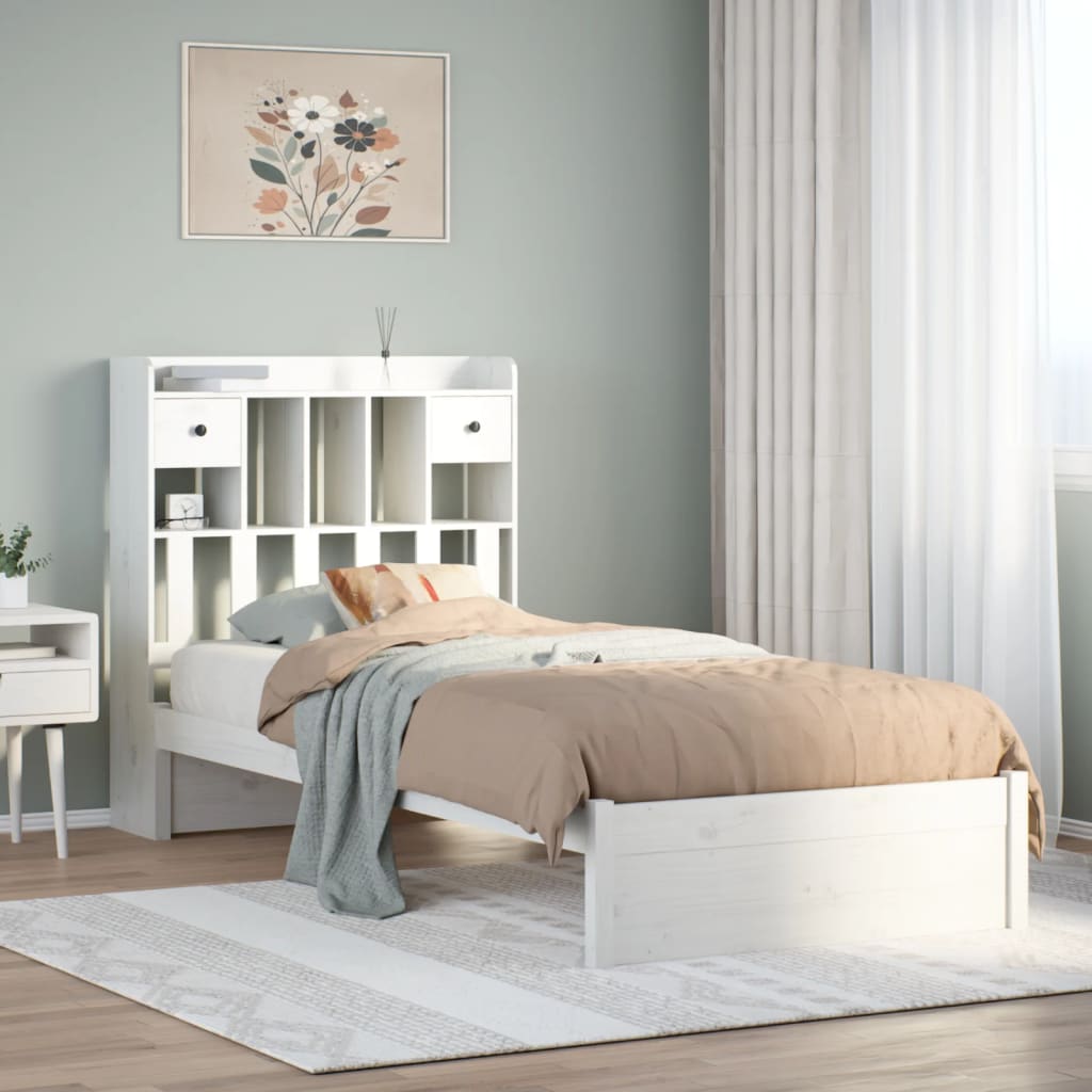 Bed met boekenkast zonder matras grenenhout wit 75x190 cm is nu te koop bij PeponiXL, paradijselijk wonen!