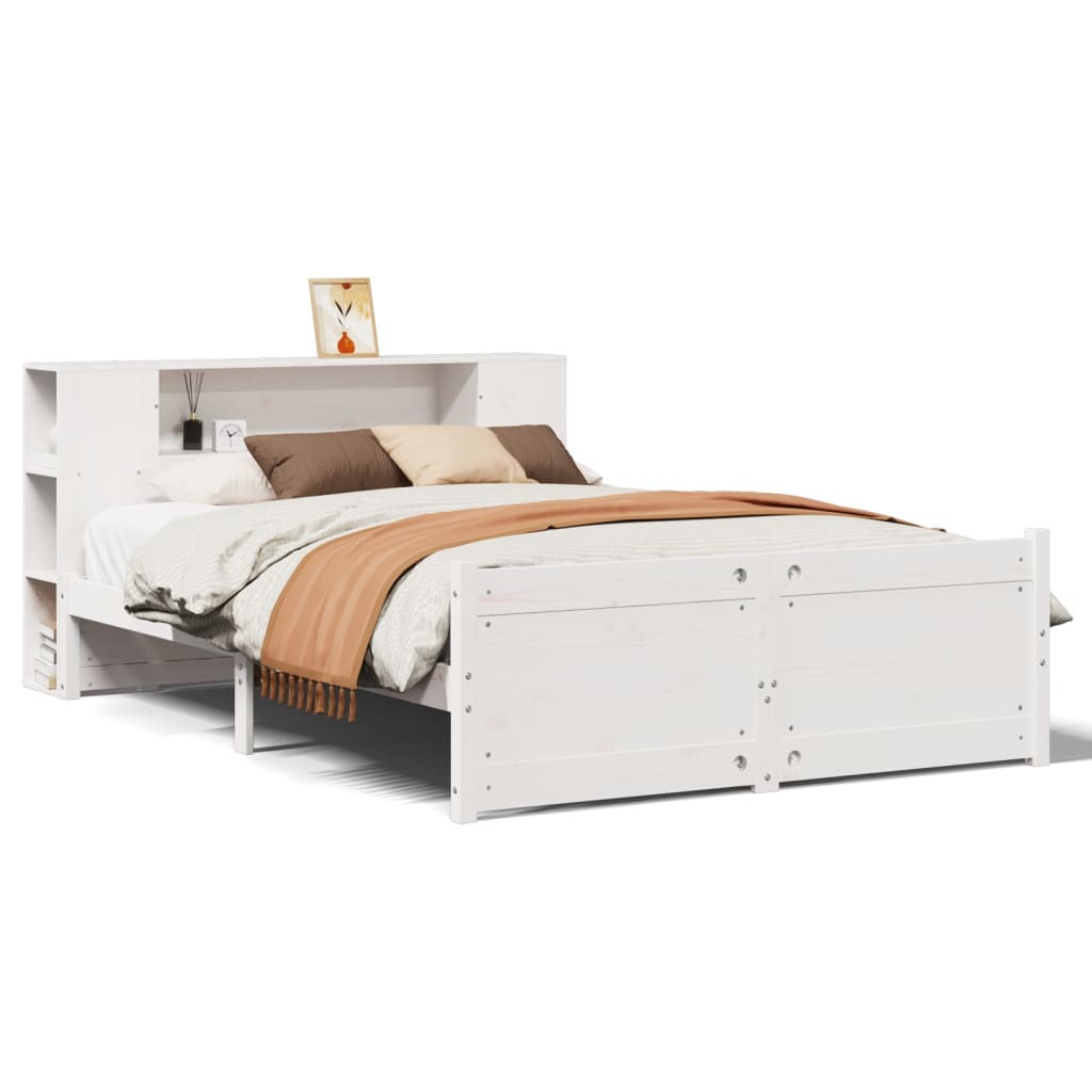 Bed met boekenkast zonder matras grenenhout wit 140x200 cm is nu te koop bij PeponiXL, paradijselijk wonen!