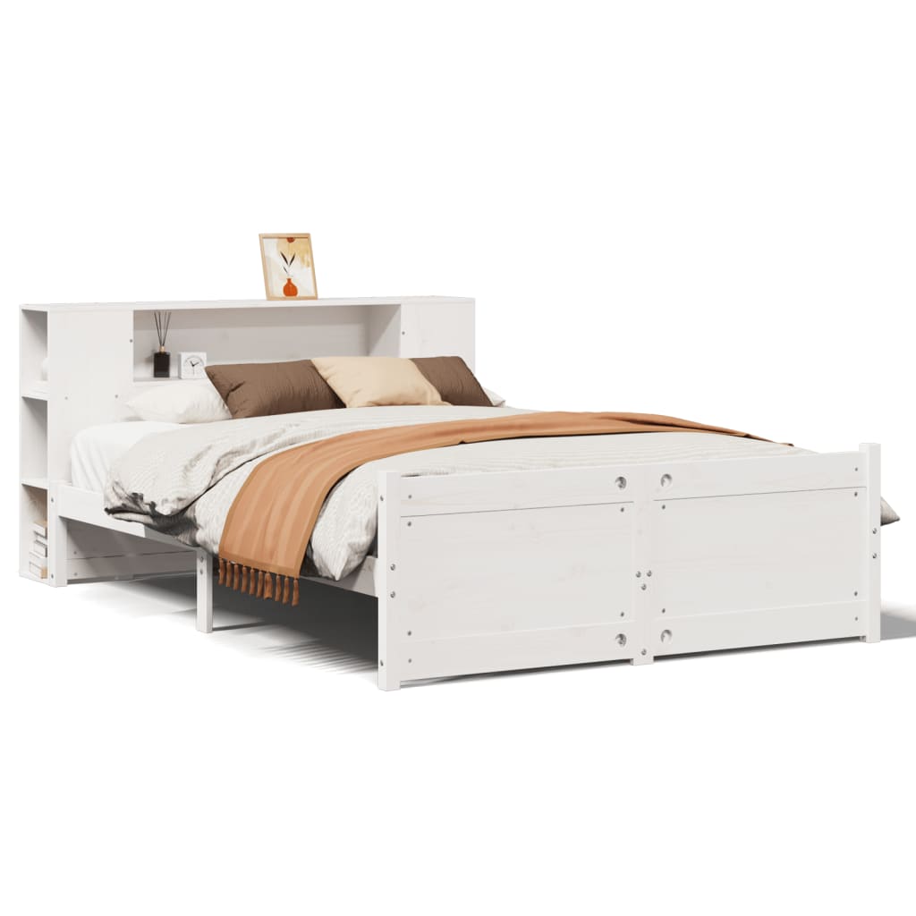 Bed met boekenkast zonder matras grenenhout wit 150x200 cm is nu te koop bij PeponiXL, paradijselijk wonen!