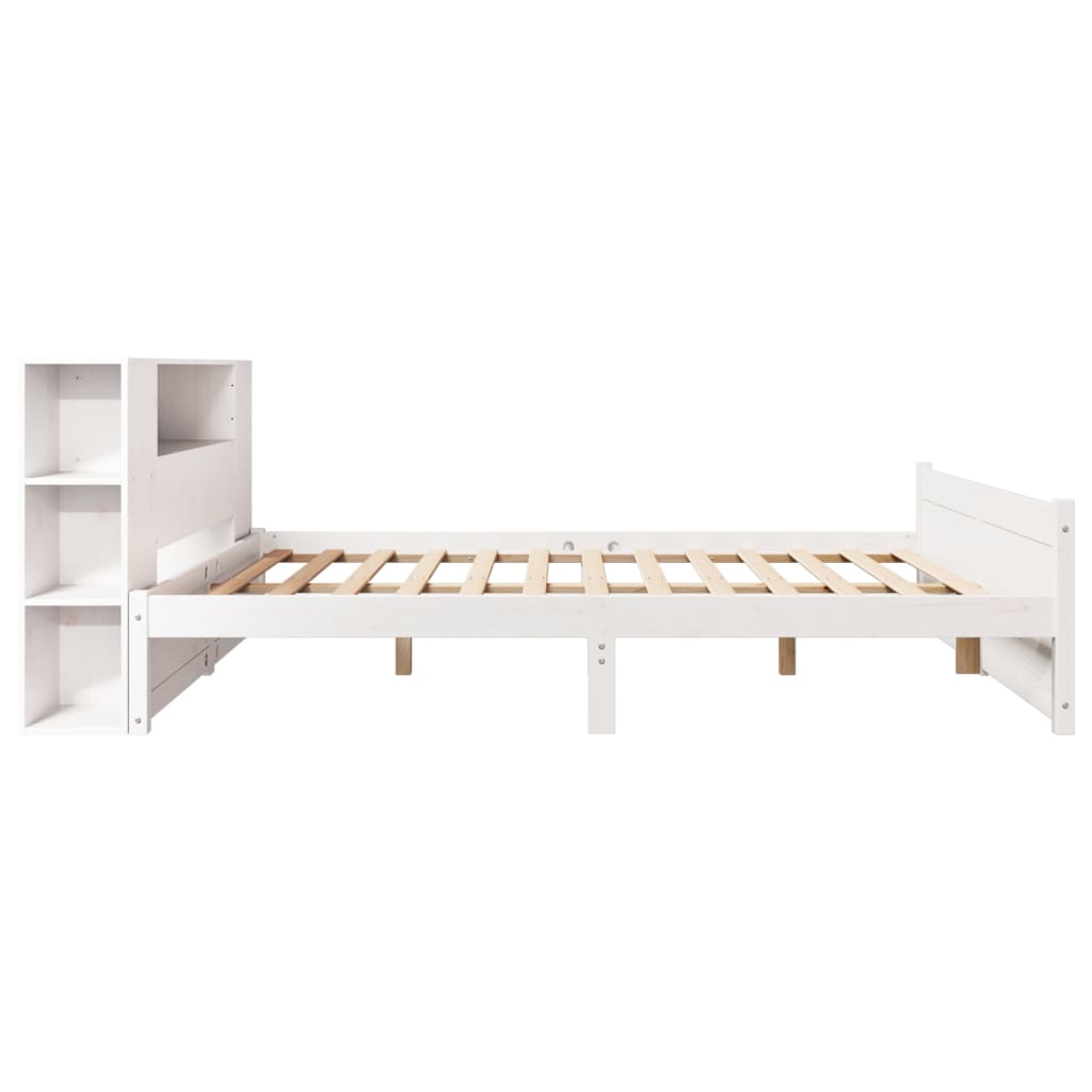 Bed met boekenkast zonder matras grenenhout wit 150x200 cm is nu te koop bij PeponiXL, paradijselijk wonen!