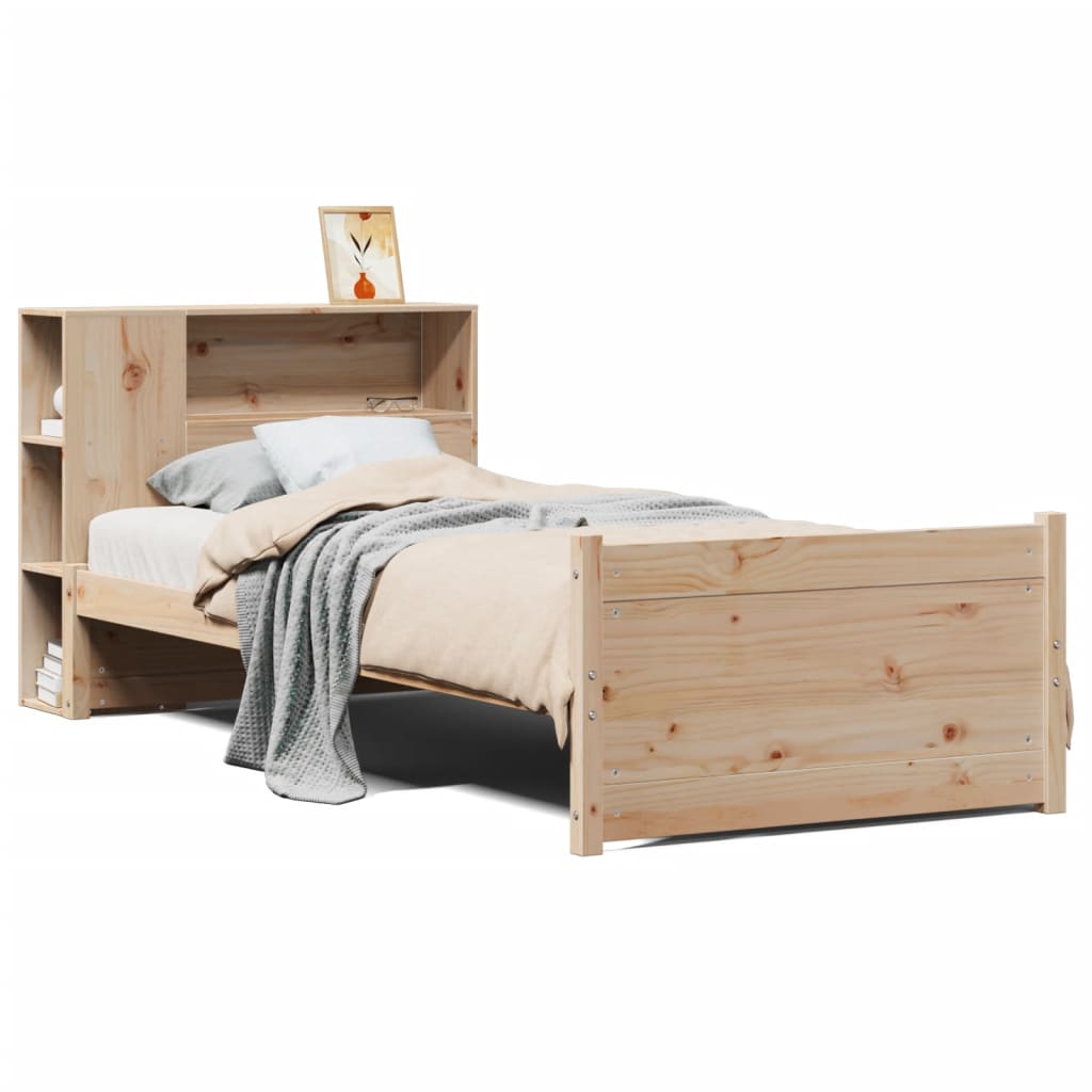 Bed met boekenkast zonder matras massief grenenhout 75x190 cm is nu te koop bij PeponiXL, paradijselijk wonen!
