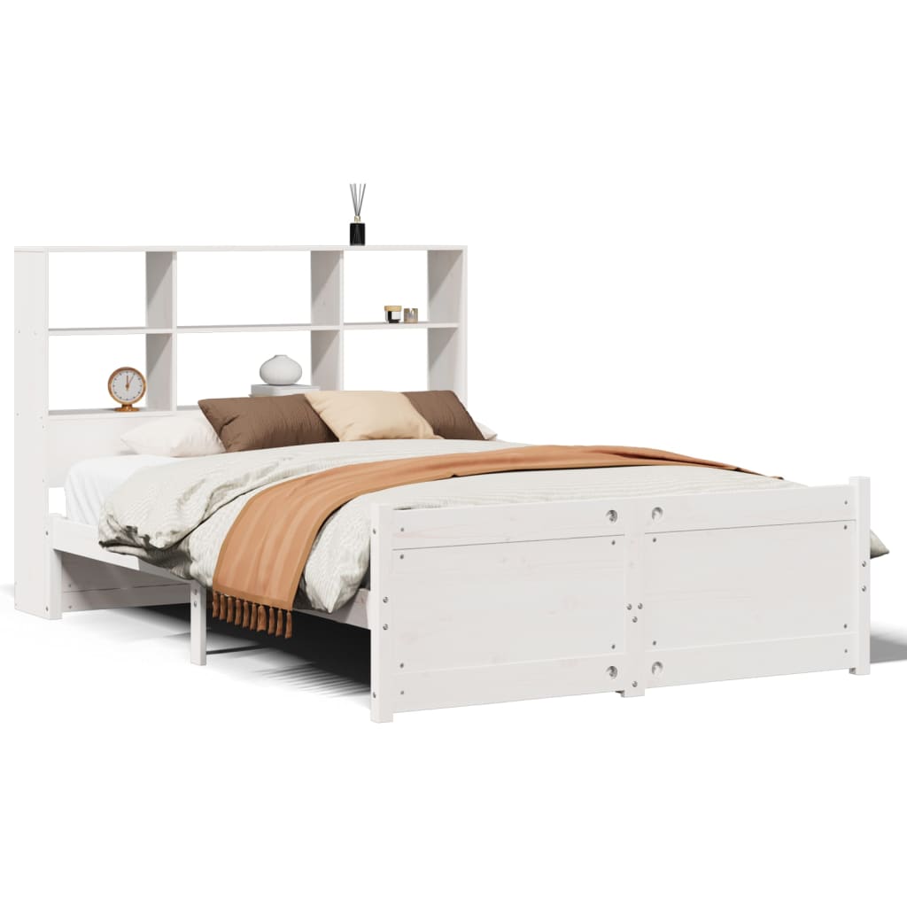 Bed met boekenkast zonder matras grenenhout wit 140x200 cm is nu te koop bij PeponiXL, paradijselijk wonen!