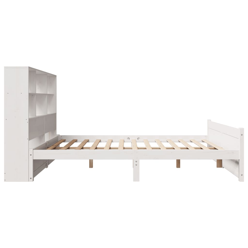 Bed met boekenkast zonder matras grenenhout wit 140x200 cm is nu te koop bij PeponiXL, paradijselijk wonen!