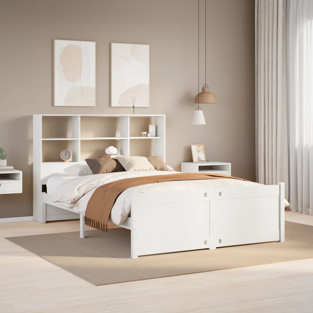 Bed met boekenkast zonder matras grenenhout wit 140x200 cm is nu te koop bij PeponiXL, paradijselijk wonen!