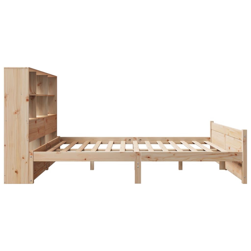 Bed met boekenkast zonder matras massief grenenhout 150x200 cm is nu te koop bij PeponiXL, paradijselijk wonen!