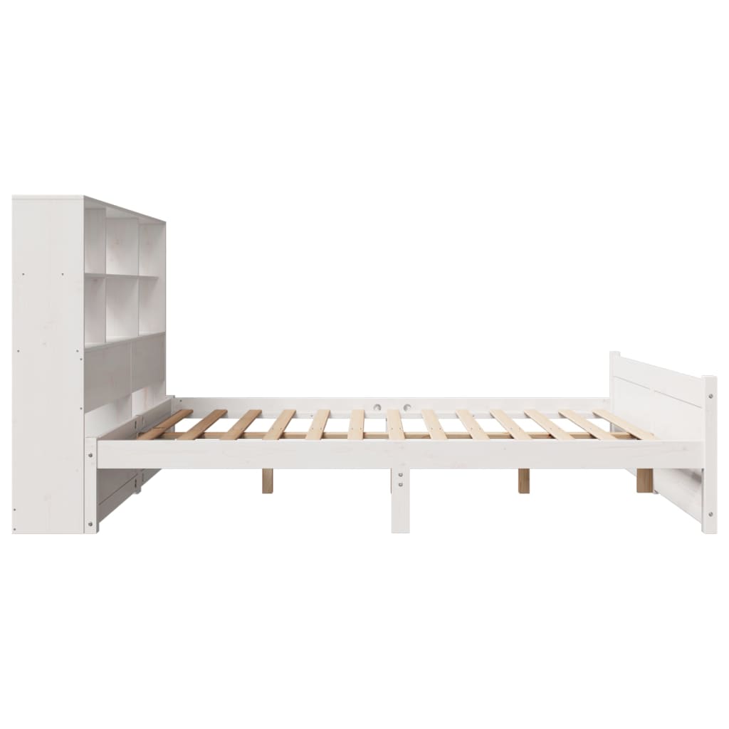 Bed met boekenkast zonder matras grenenhout wit 160x200 cm is nu te koop bij PeponiXL, paradijselijk wonen!