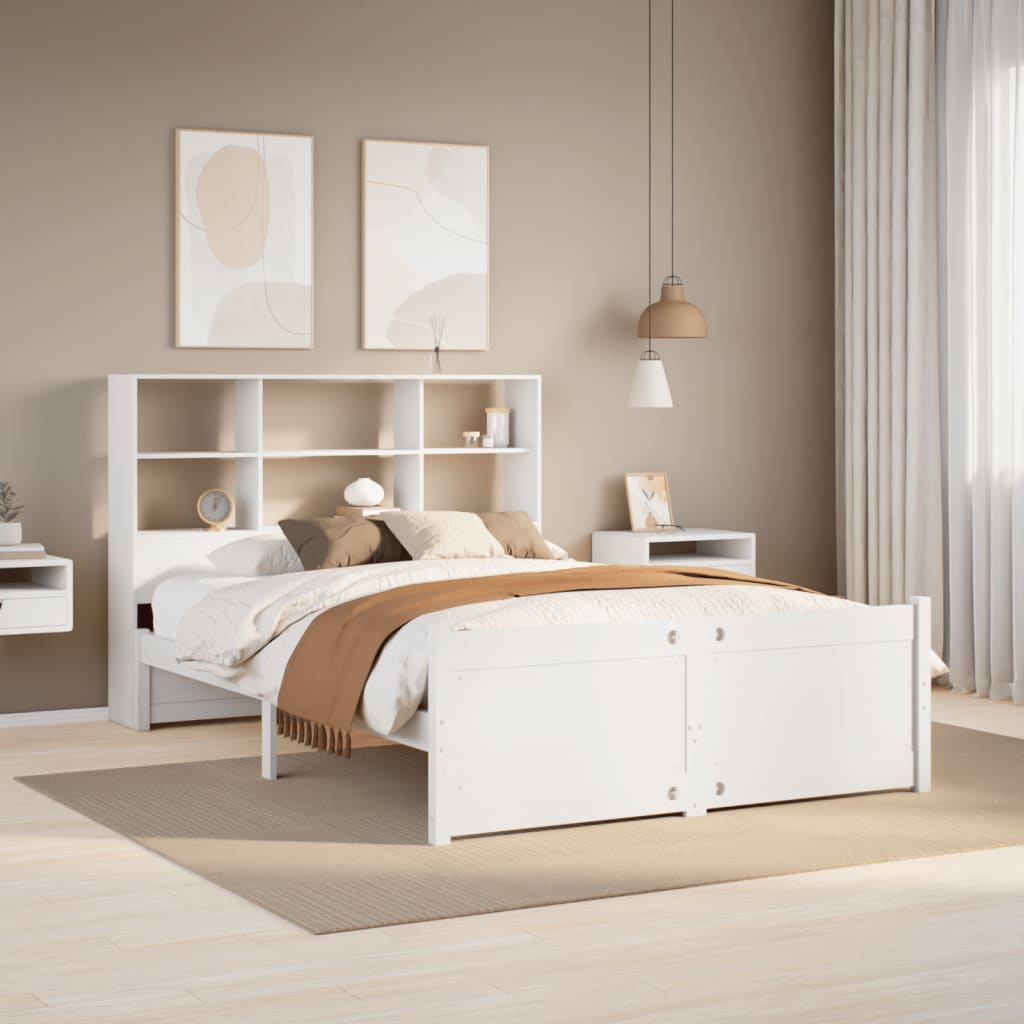 Bed met boekenkast zonder matras grenenhout wit 160x200 cm is nu te koop bij PeponiXL, paradijselijk wonen!
