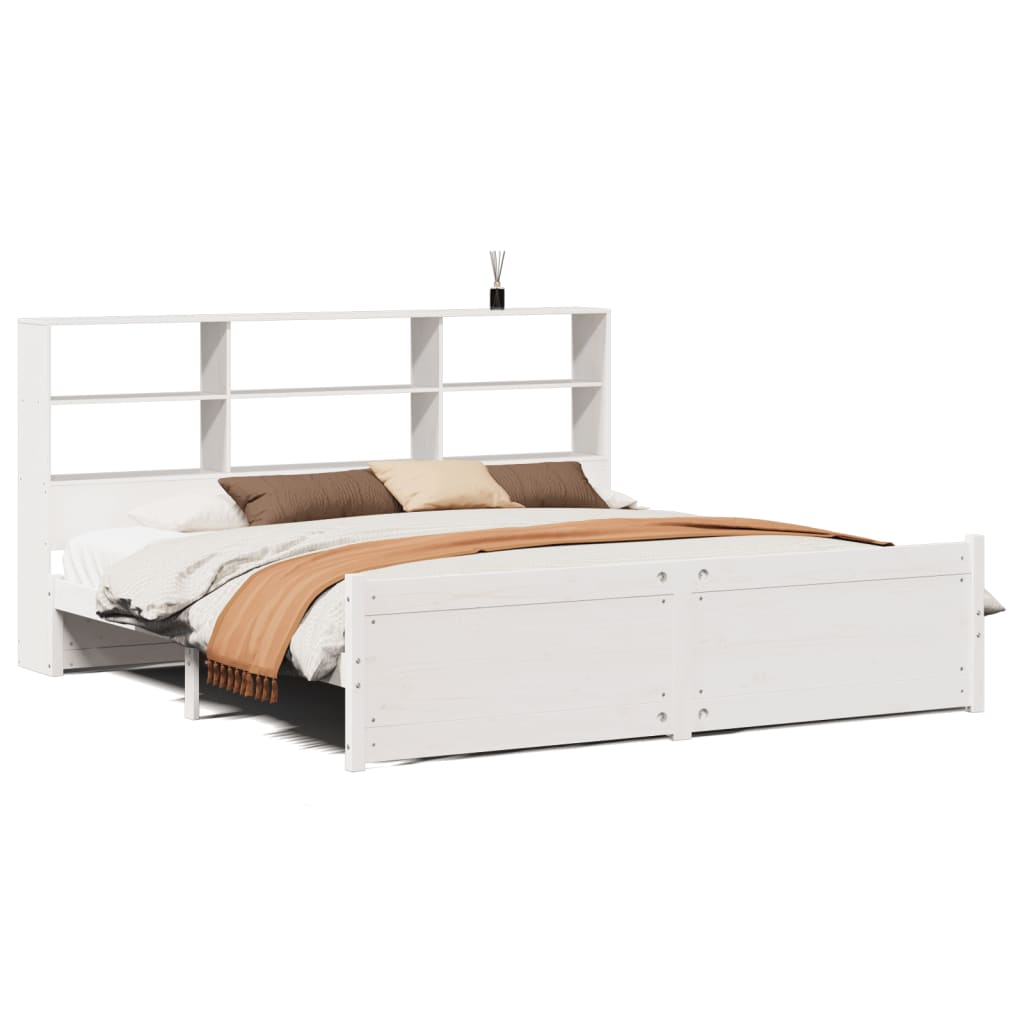 Bed met boekenkast zonder matras grenenhout wit 180x200 cm is nu te koop bij PeponiXL, paradijselijk wonen!