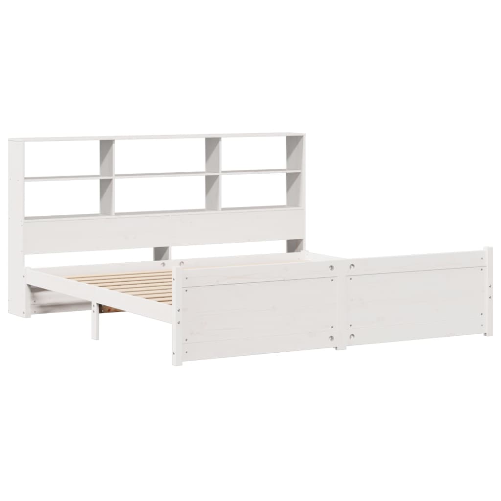 Bed met boekenkast zonder matras grenenhout wit 180x200 cm is nu te koop bij PeponiXL, paradijselijk wonen!