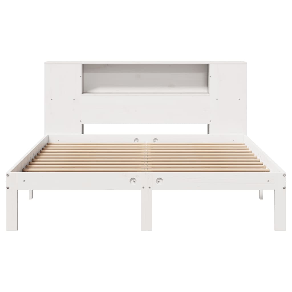 Bed met boekenkast zonder matras grenenhout wit 135x190 cm is nu te koop bij PeponiXL, paradijselijk wonen!