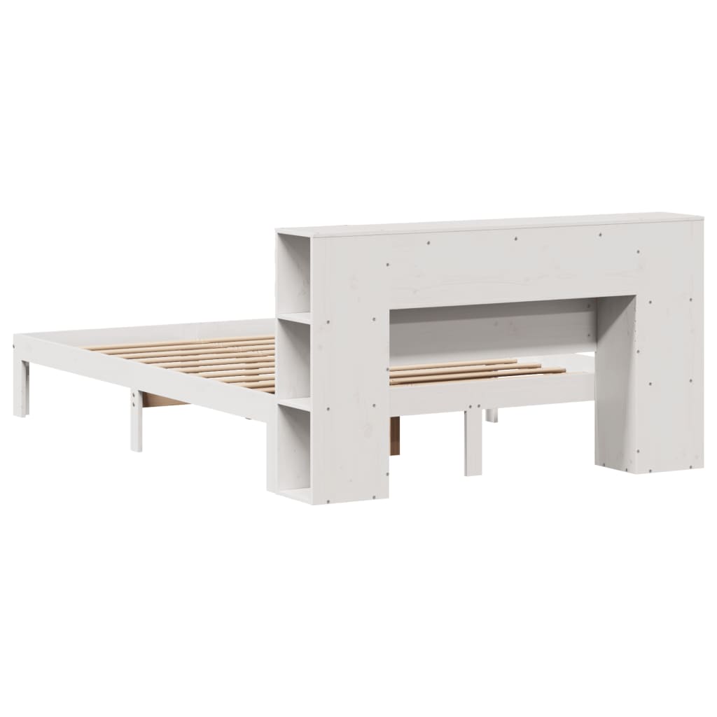 Bed met boekenkast zonder matras grenenhout wit 135x190 cm is nu te koop bij PeponiXL, paradijselijk wonen!