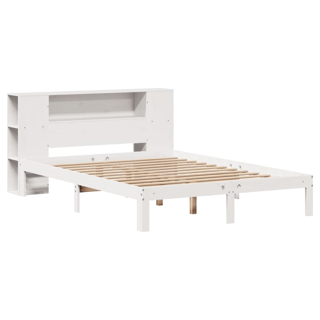 Bed met boekenkast zonder matras grenenhout wit 140x190 cm is nu te koop bij PeponiXL, paradijselijk wonen!