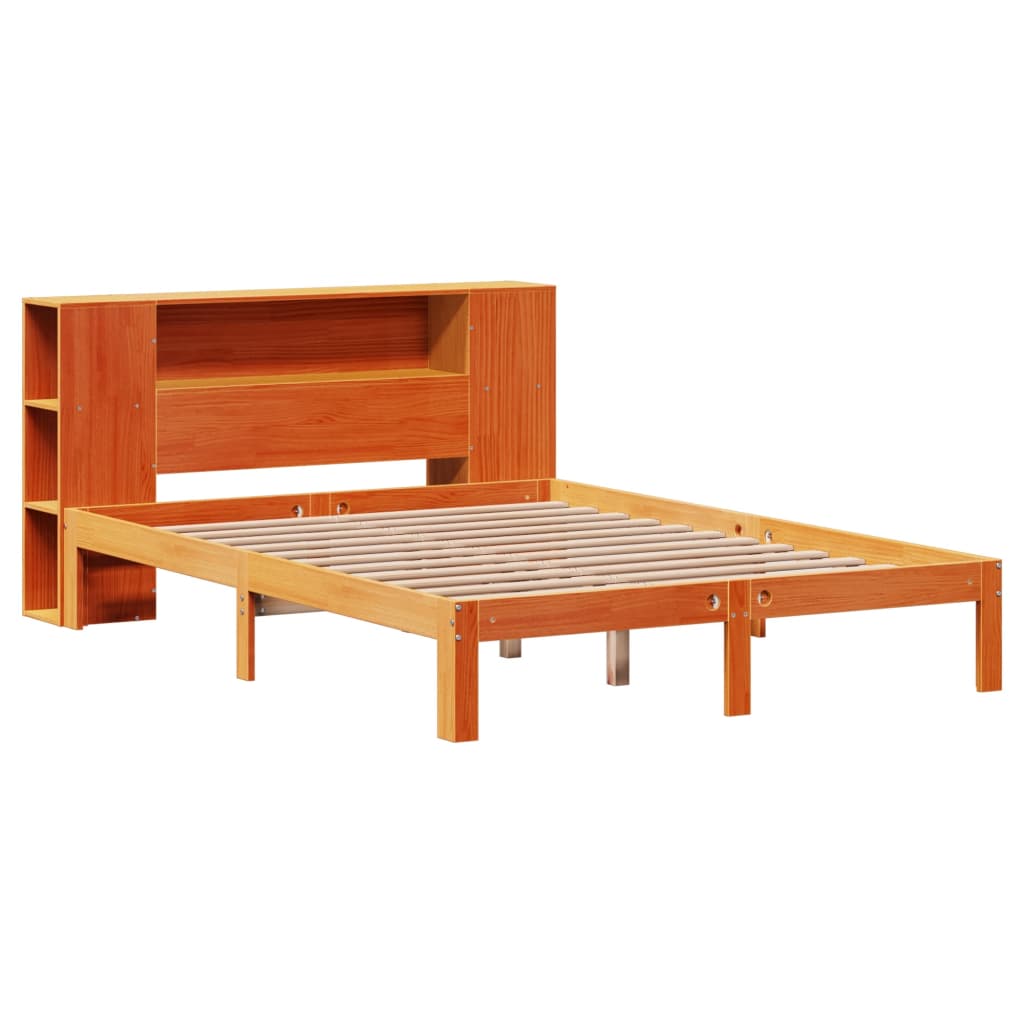 Bed met boekenkast zonder matras grenenhout wasbruin 140x190 cm is nu te koop bij PeponiXL, paradijselijk wonen!