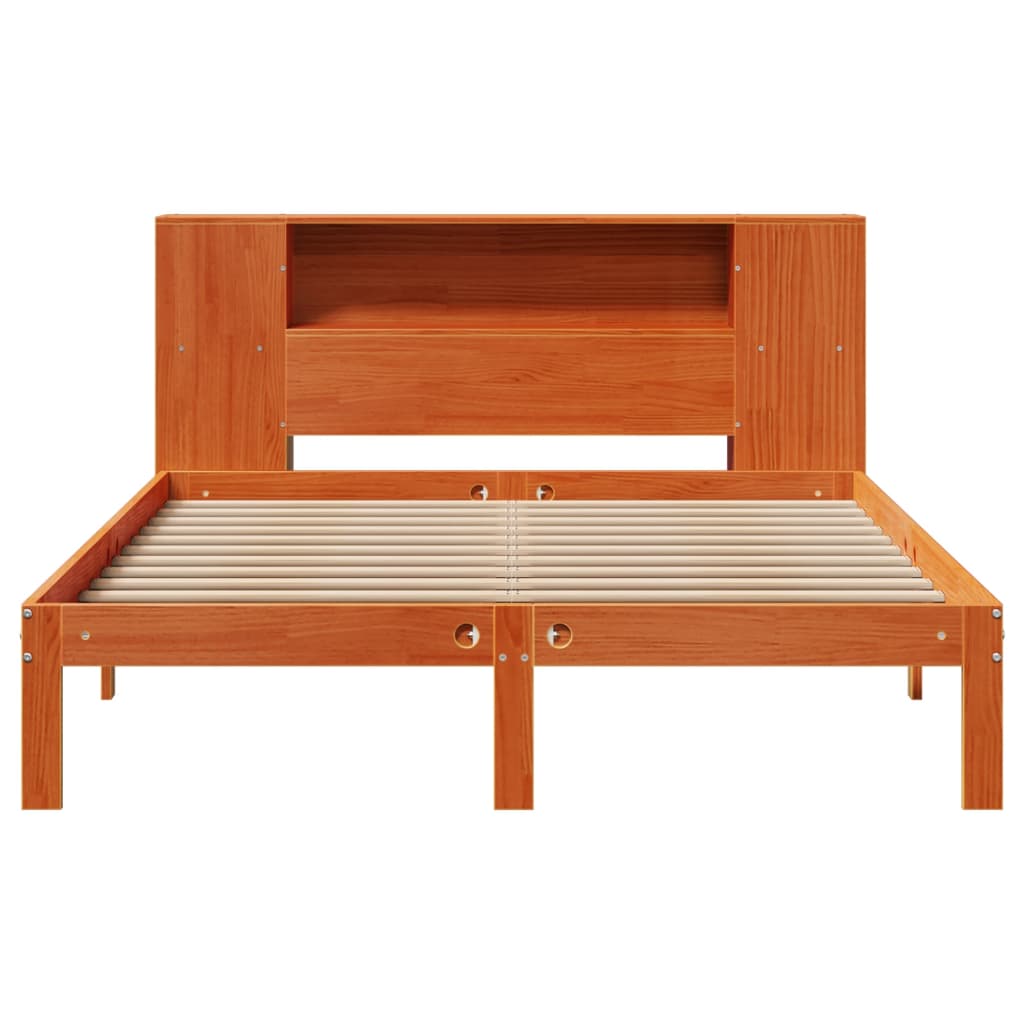 Bed met boekenkast zonder matras grenenhout wasbruin 140x190 cm is nu te koop bij PeponiXL, paradijselijk wonen!