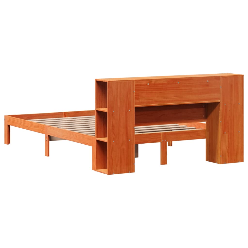 Bed met boekenkast zonder matras grenenhout wasbruin 140x190 cm is nu te koop bij PeponiXL, paradijselijk wonen!