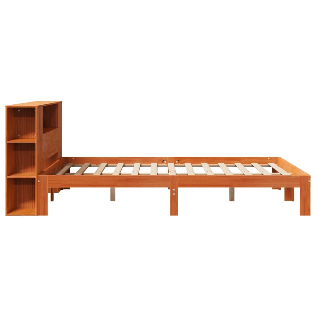 Bed met boekenkast zonder matras grenenhout wasbruin 140x200 cm is nu te koop bij PeponiXL, paradijselijk wonen!