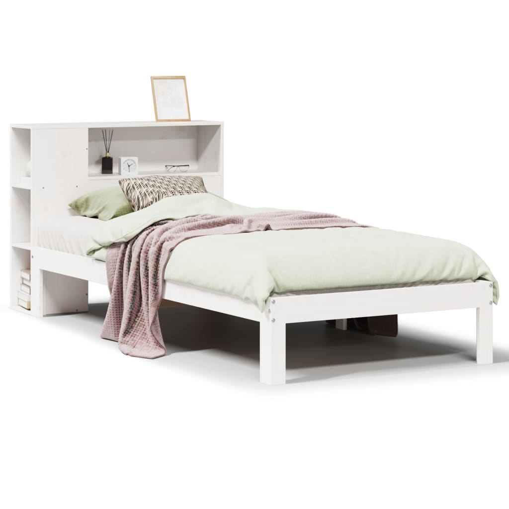 Bed met boekenkast zonder matras grenenhout wit 75x190 cm is nu te koop bij PeponiXL, paradijselijk wonen!