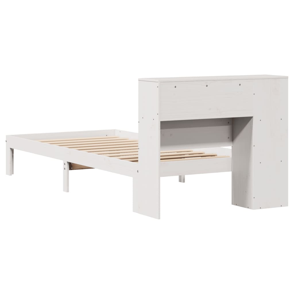 Bed met boekenkast zonder matras grenenhout wit 75x190 cm is nu te koop bij PeponiXL, paradijselijk wonen!