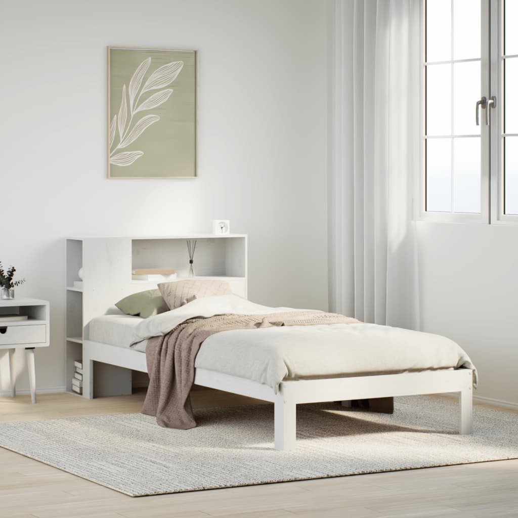 Bed met boekenkast zonder matras grenenhout wit 75x190 cm is nu te koop bij PeponiXL, paradijselijk wonen!