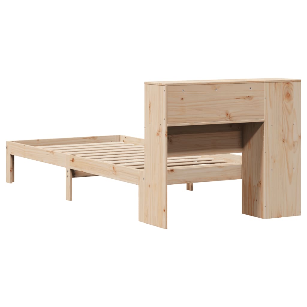 Bed met boekenkast zonder matras massief grenenhout 100x200 cm