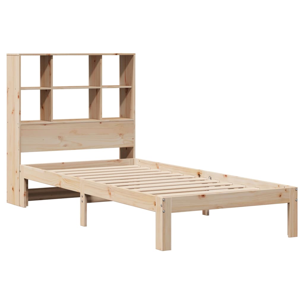 Bed met boekenkast zonder matras massief grenenhout 90x190 cm