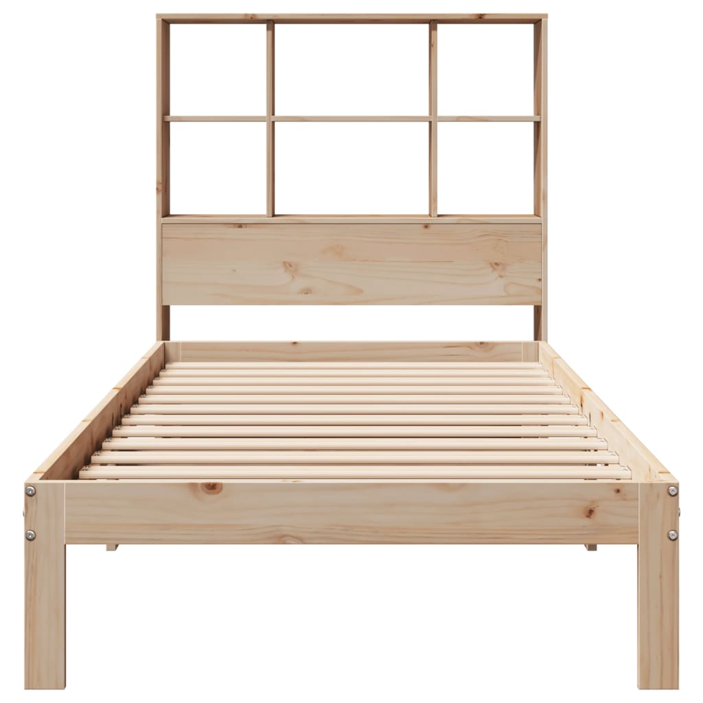 Bed met boekenkast zonder matras massief grenenhout 90x190 cm