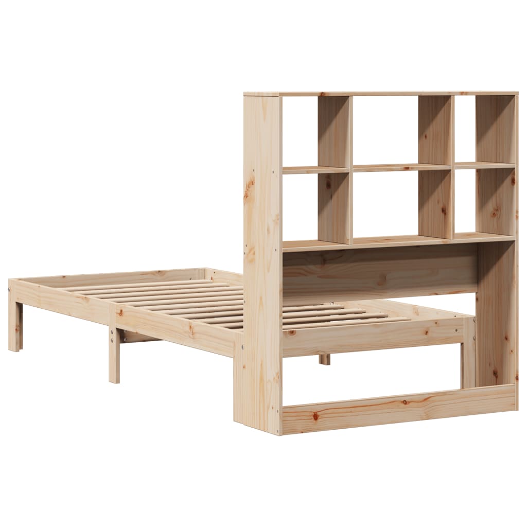 Bed met boekenkast zonder matras massief grenenhout 90x190 cm