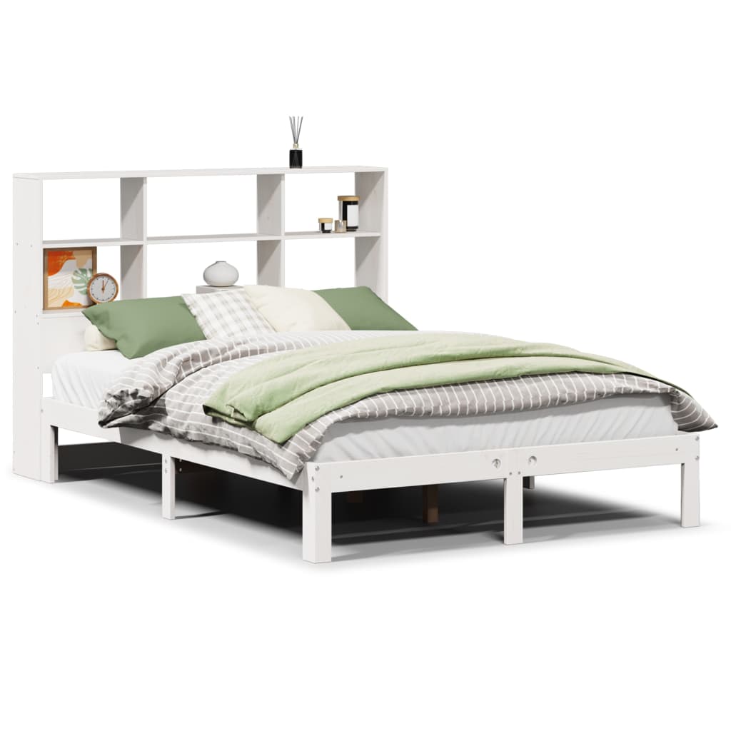 Bed met boekenkast zonder matras grenenhout wit 140x190 cm is nu te koop bij PeponiXL, paradijselijk wonen!