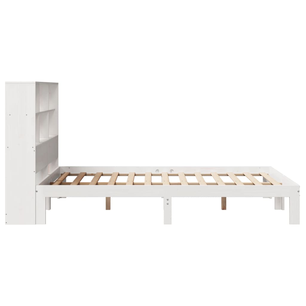 Bed met boekenkast zonder matras grenenhout wit 140x190 cm is nu te koop bij PeponiXL, paradijselijk wonen!