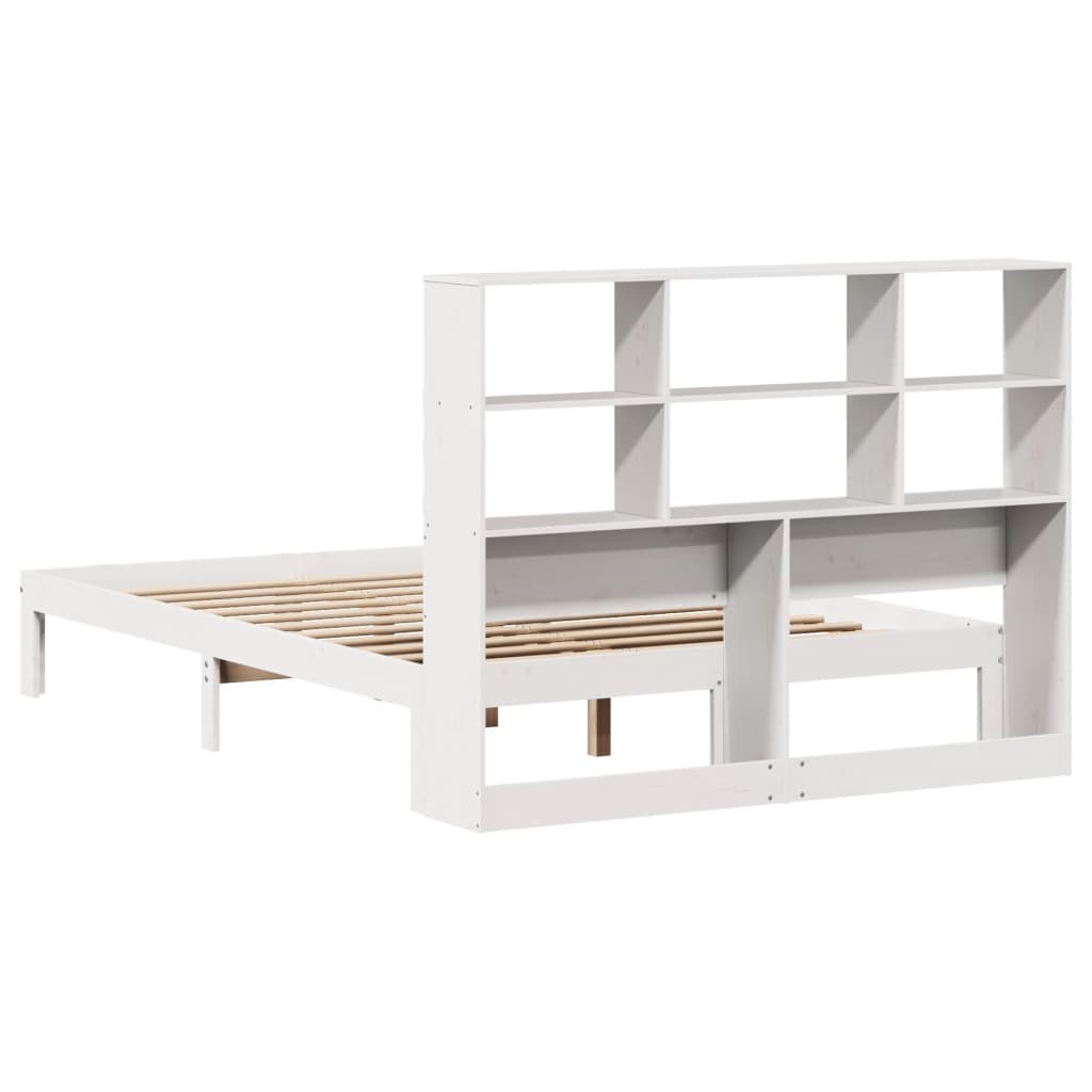 Bed met boekenkast zonder matras grenenhout wit 140x190 cm is nu te koop bij PeponiXL, paradijselijk wonen!