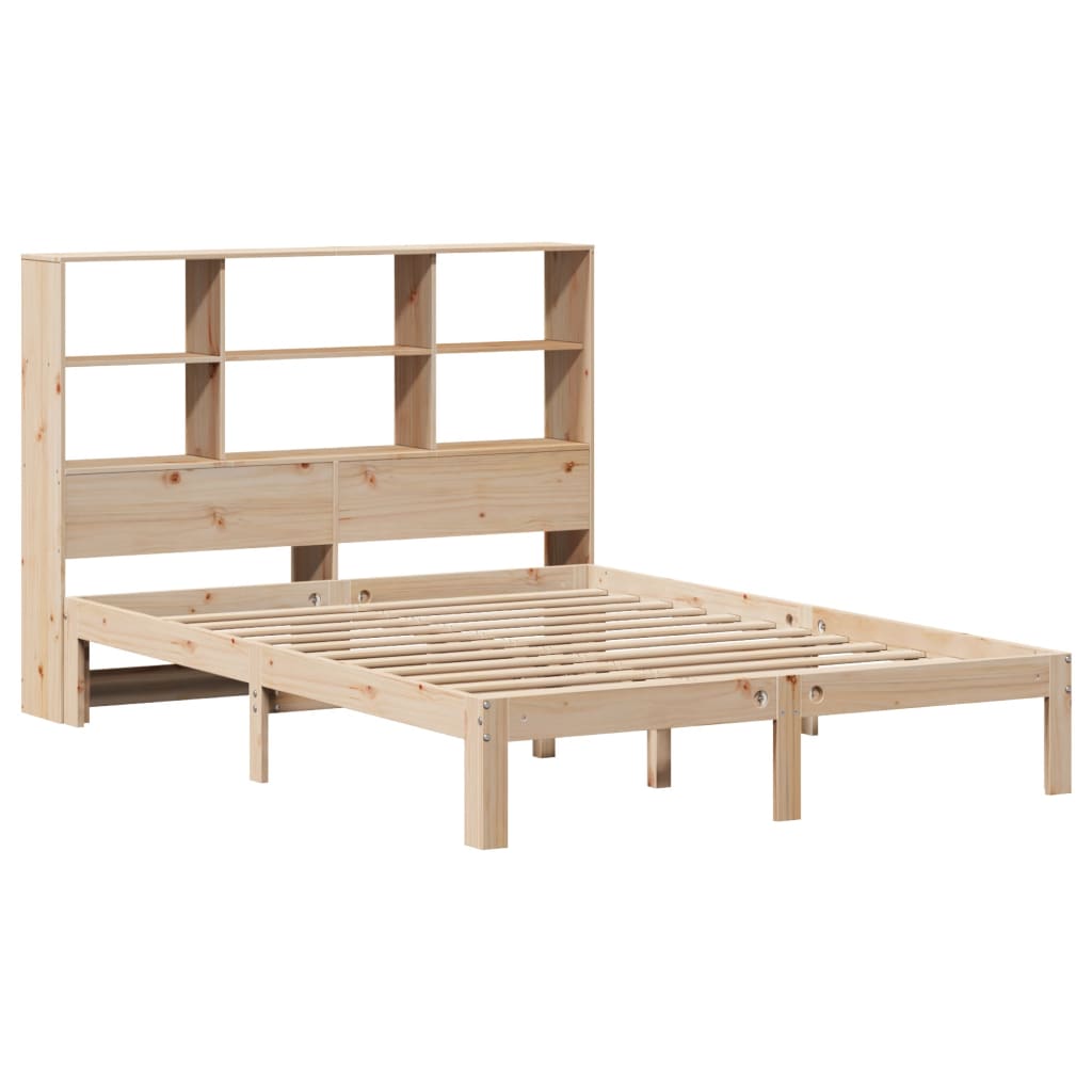 Bed met boekenkast zonder matras massief grenenhout 140x200 cm