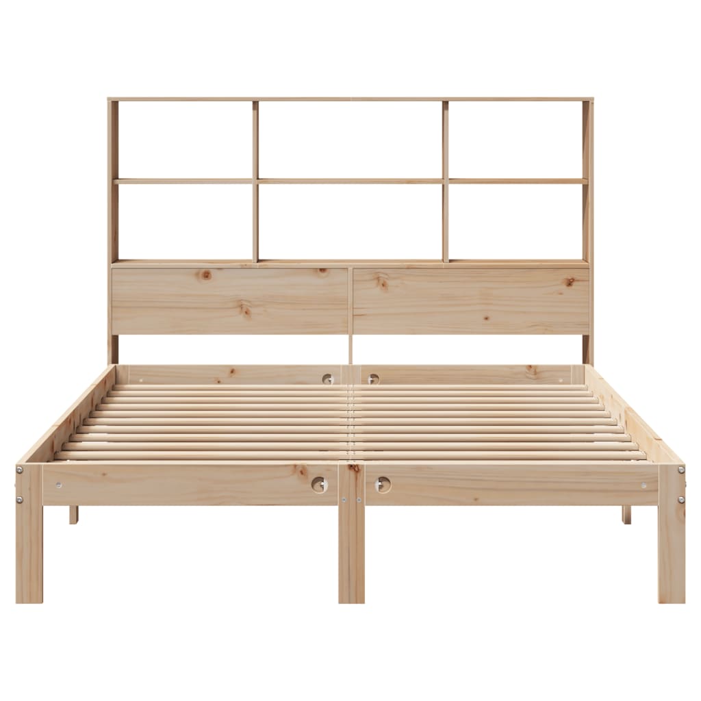 Bed met boekenkast zonder matras massief grenenhout 140x200 cm