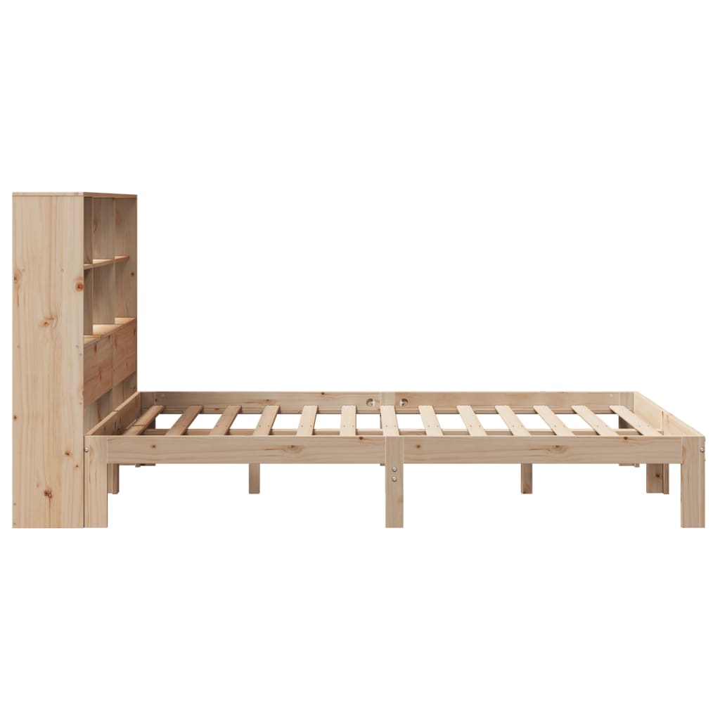 Bed met boekenkast zonder matras massief grenenhout 140x200 cm