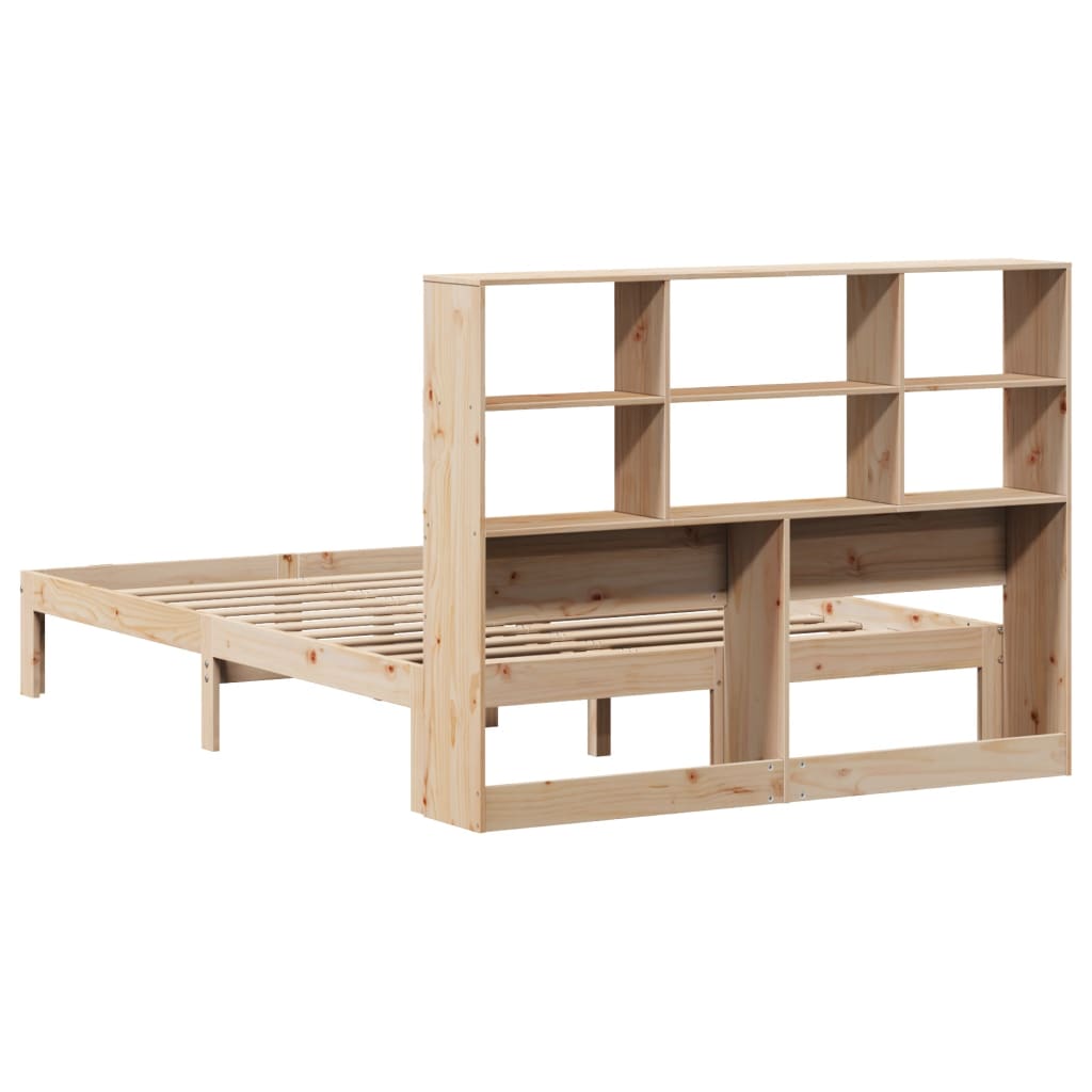 Bed met boekenkast zonder matras massief grenenhout 140x200 cm