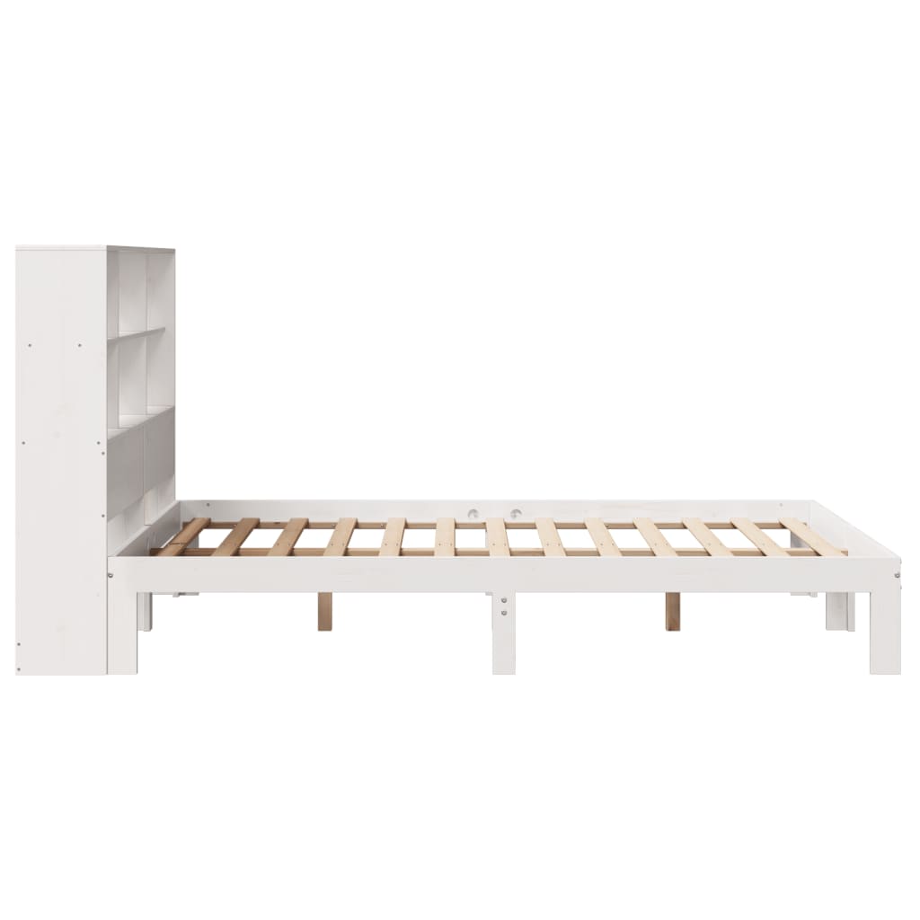 Bed met boekenkast zonder matras grenenhout wit 140x200 cm is nu te koop bij PeponiXL, paradijselijk wonen!