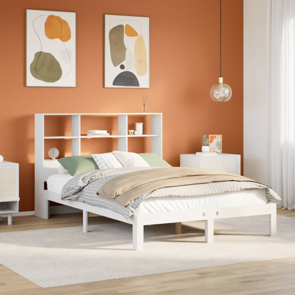 Bed met boekenkast zonder matras grenenhout wit 140x200 cm is nu te koop bij PeponiXL, paradijselijk wonen!