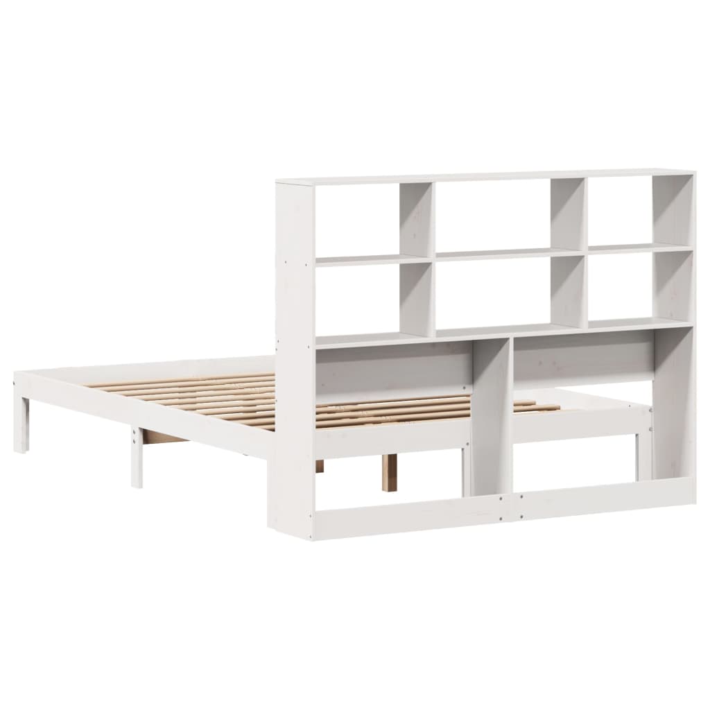 Bed met boekenkast zonder matras grenenhout wit 160x200 cm is nu te koop bij PeponiXL, paradijselijk wonen!