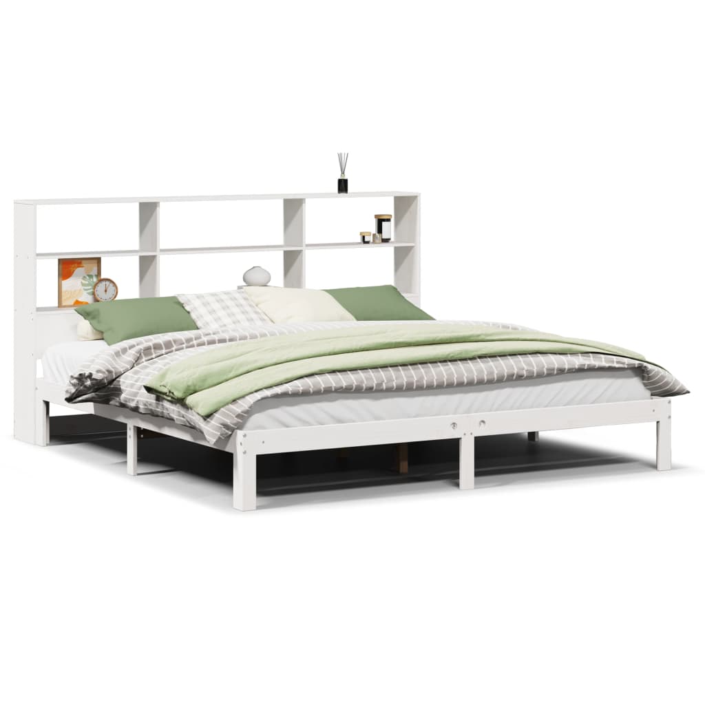 Bed met boekenkast zonder matras grenenhout wit 180x200 cm is nu te koop bij PeponiXL, paradijselijk wonen!