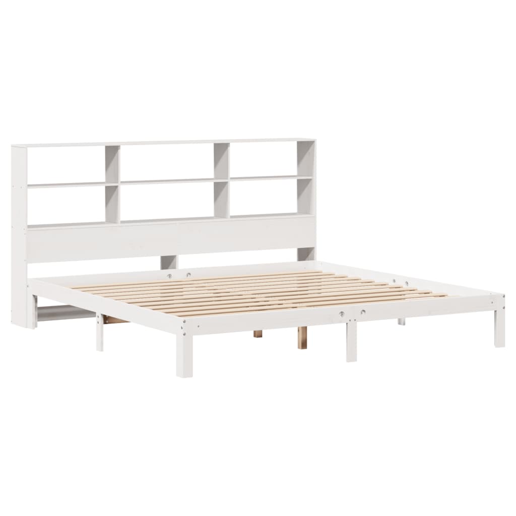 Bed met boekenkast zonder matras grenenhout wit 180x200 cm is nu te koop bij PeponiXL, paradijselijk wonen!