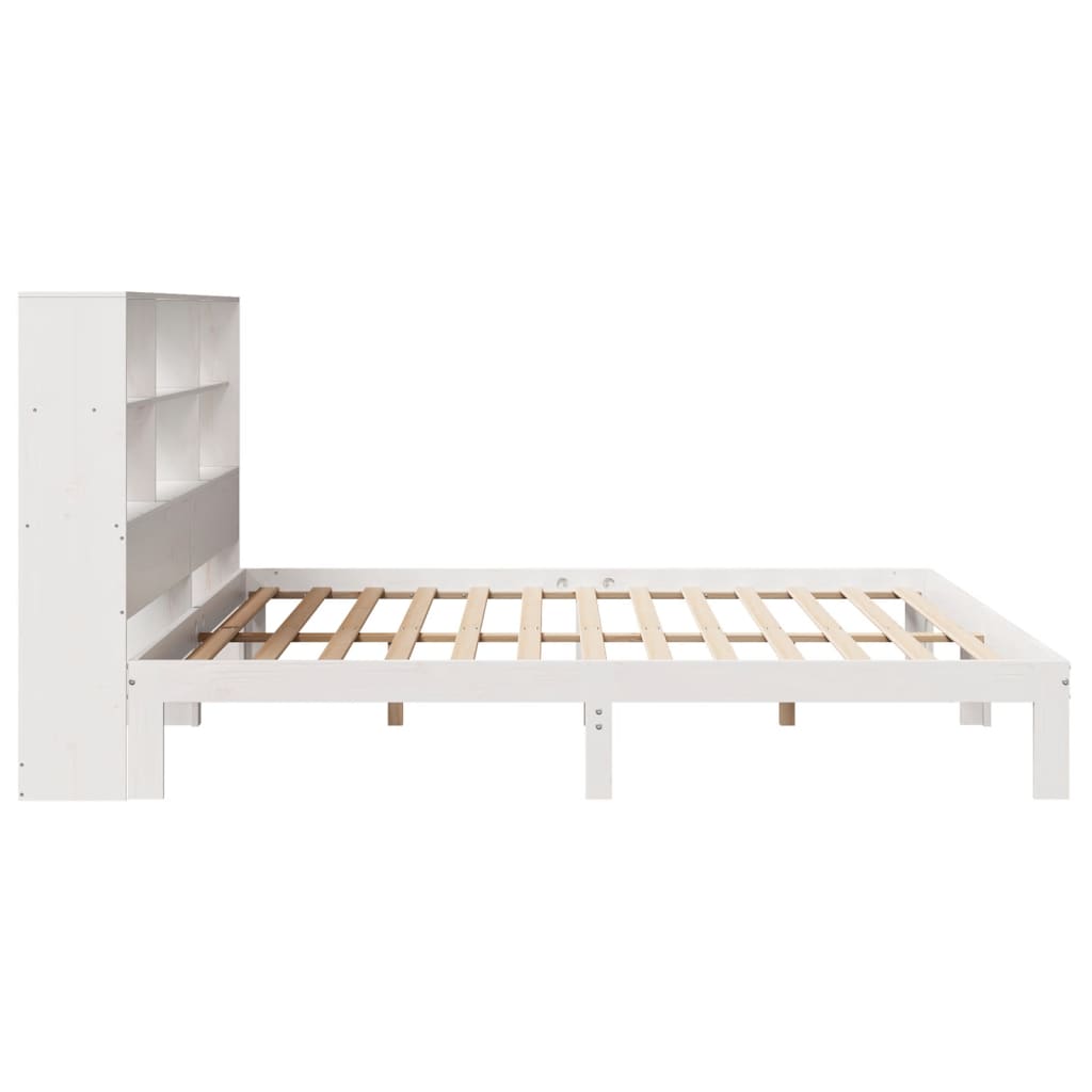 Bed met boekenkast zonder matras grenenhout wit 180x200 cm is nu te koop bij PeponiXL, paradijselijk wonen!