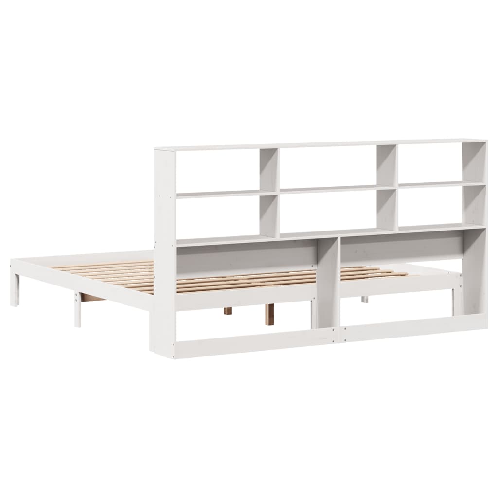 Bed met boekenkast zonder matras grenenhout wit 180x200 cm is nu te koop bij PeponiXL, paradijselijk wonen!