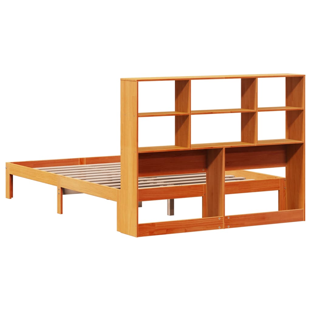 Bed met boekenkast zonder matras grenenhout wasbruin 135x190 cm is nu te koop bij PeponiXL, paradijselijk wonen!