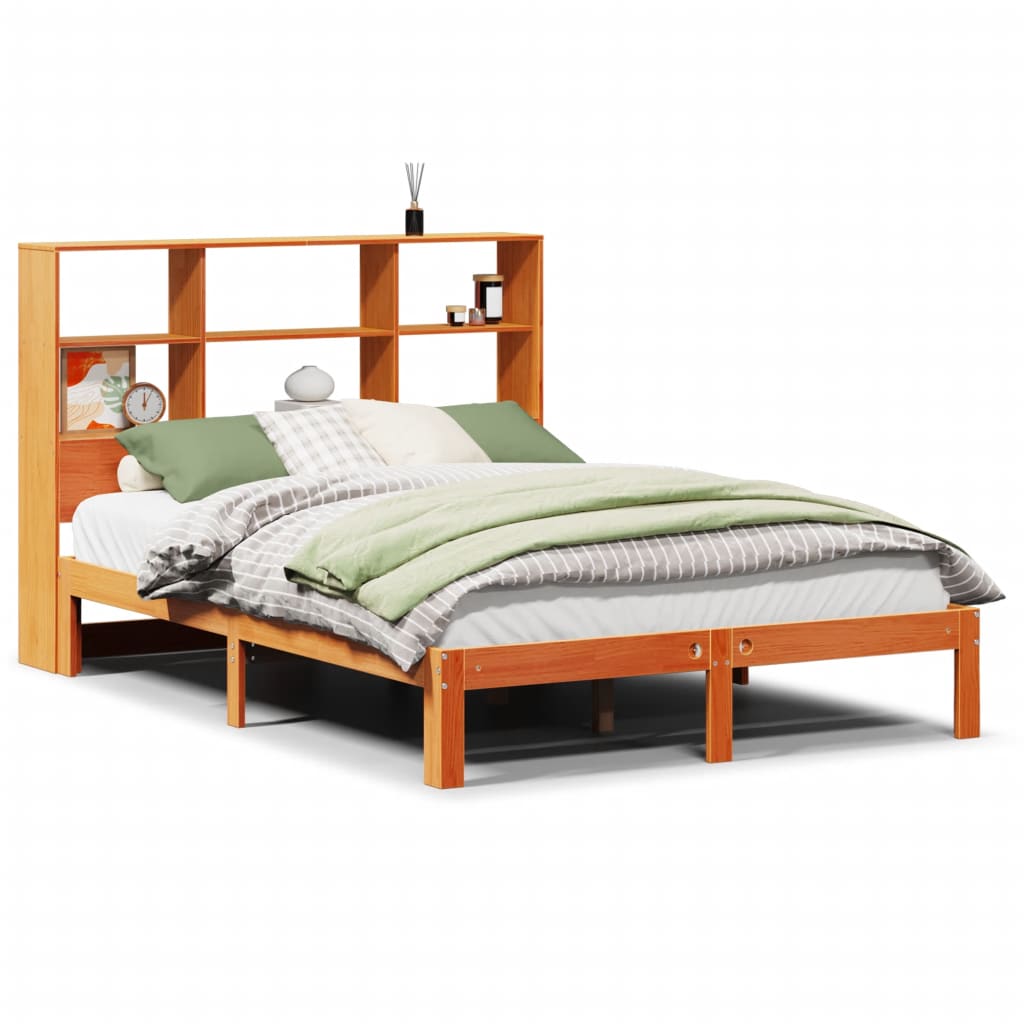 Bed met boekenkast zonder matras grenenhout wasbruin 140x190 cm is nu te koop bij PeponiXL, paradijselijk wonen!