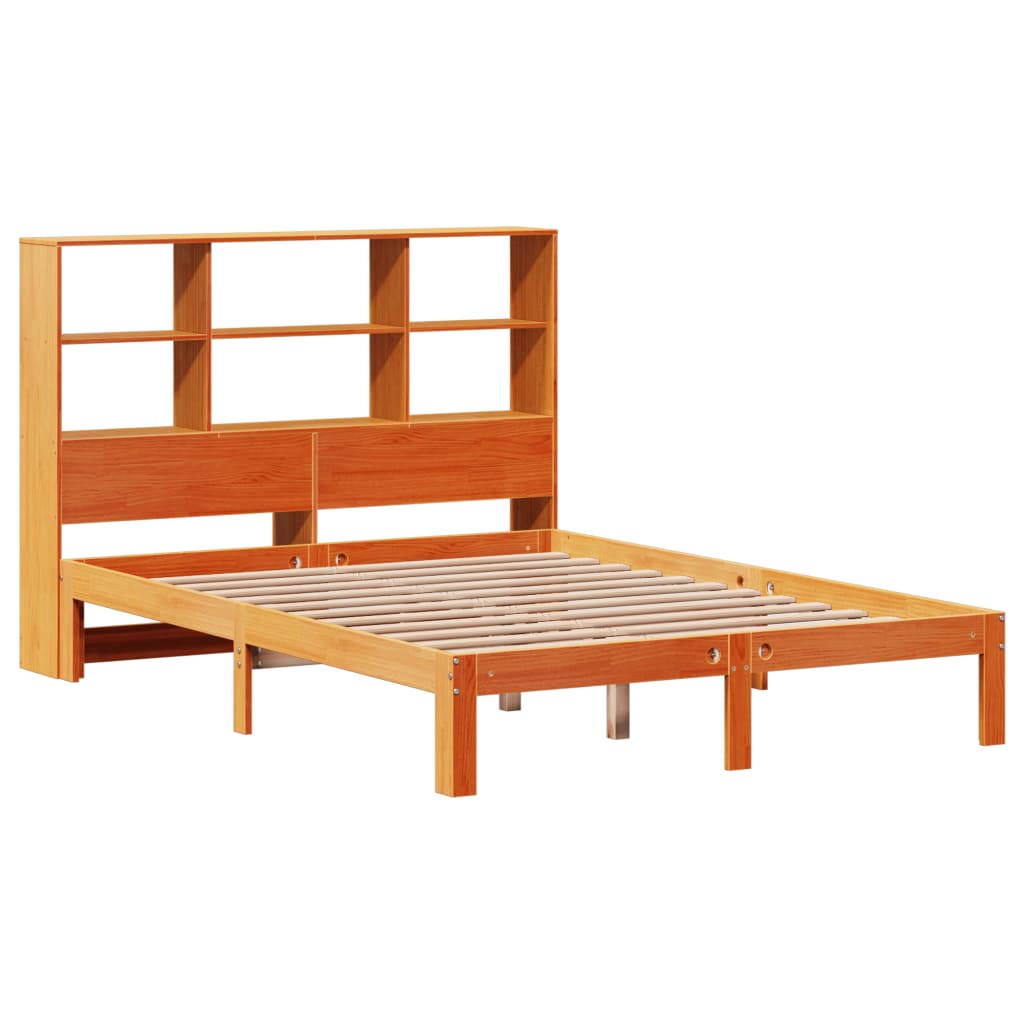 Bed met boekenkast zonder matras grenenhout wasbruin 140x190 cm is nu te koop bij PeponiXL, paradijselijk wonen!