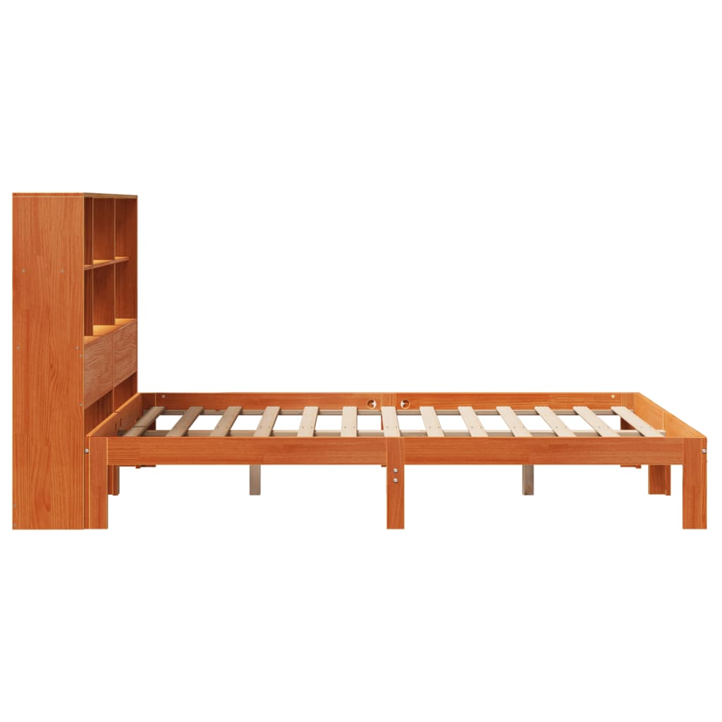 Bed met boekenkast zonder matras grenenhout wasbruin 140x190 cm is nu te koop bij PeponiXL, paradijselijk wonen!