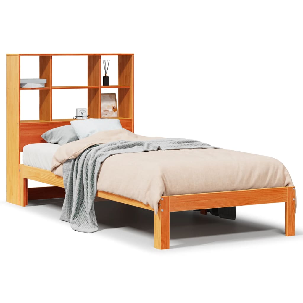 Bed met boekenkast zonder matras grenenhout wasbruin 100x200 cm is nu te koop bij PeponiXL, paradijselijk wonen!