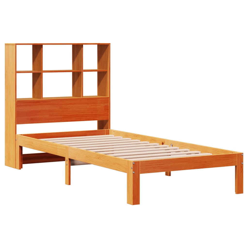 Bed met boekenkast zonder matras grenenhout wasbruin 100x200 cm is nu te koop bij PeponiXL, paradijselijk wonen!